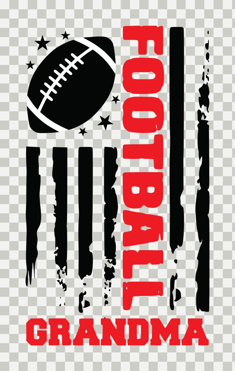 Football Grandma Distressed Graphic With Stars stripes black transparency and detail preview thumbnail