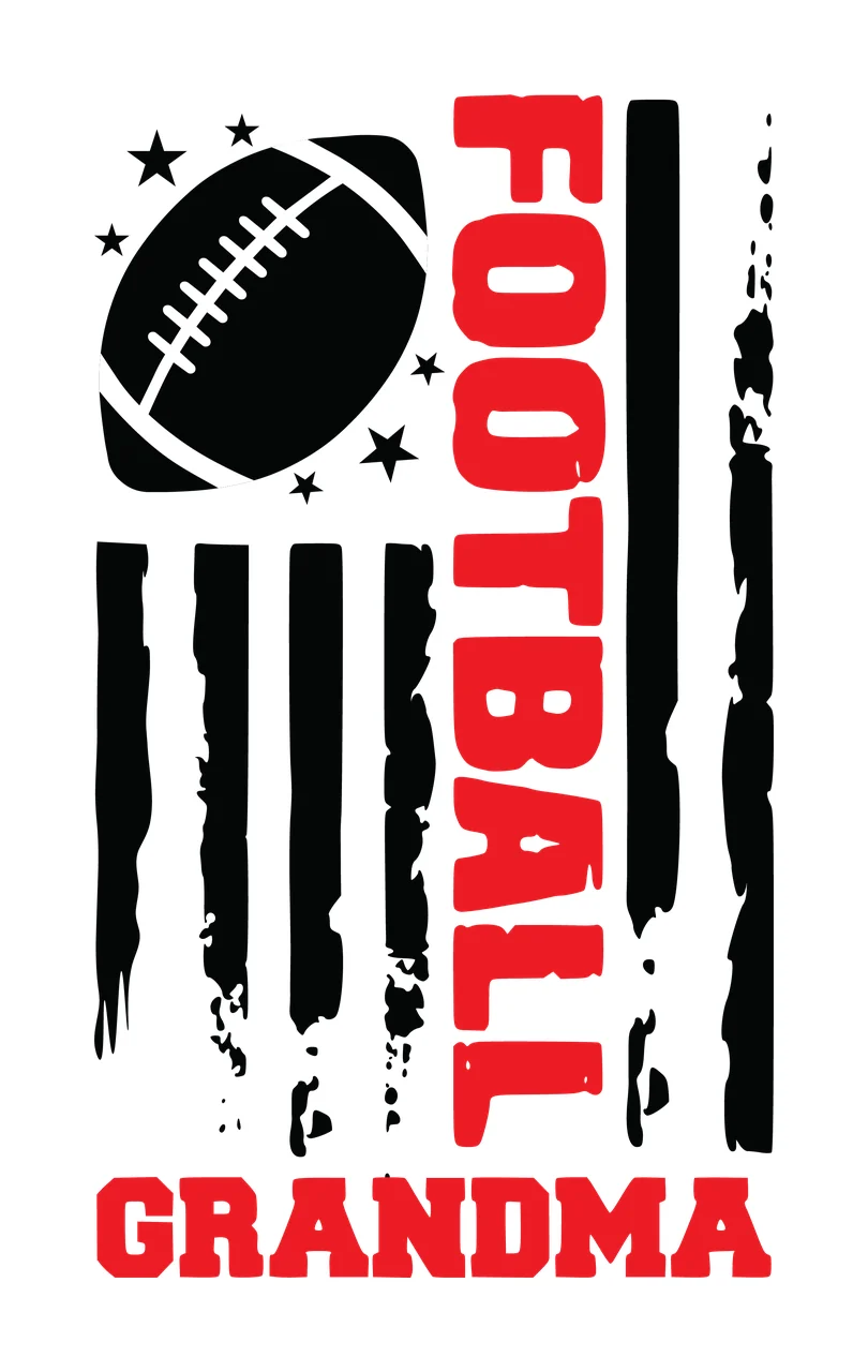 Football Grandma Distressed Graphic With Stars stripes black