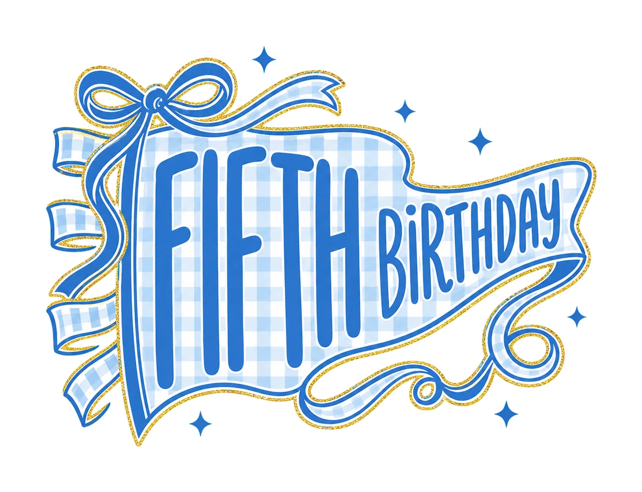 Blue Gingham Birthday Pennant sublimation Variation C