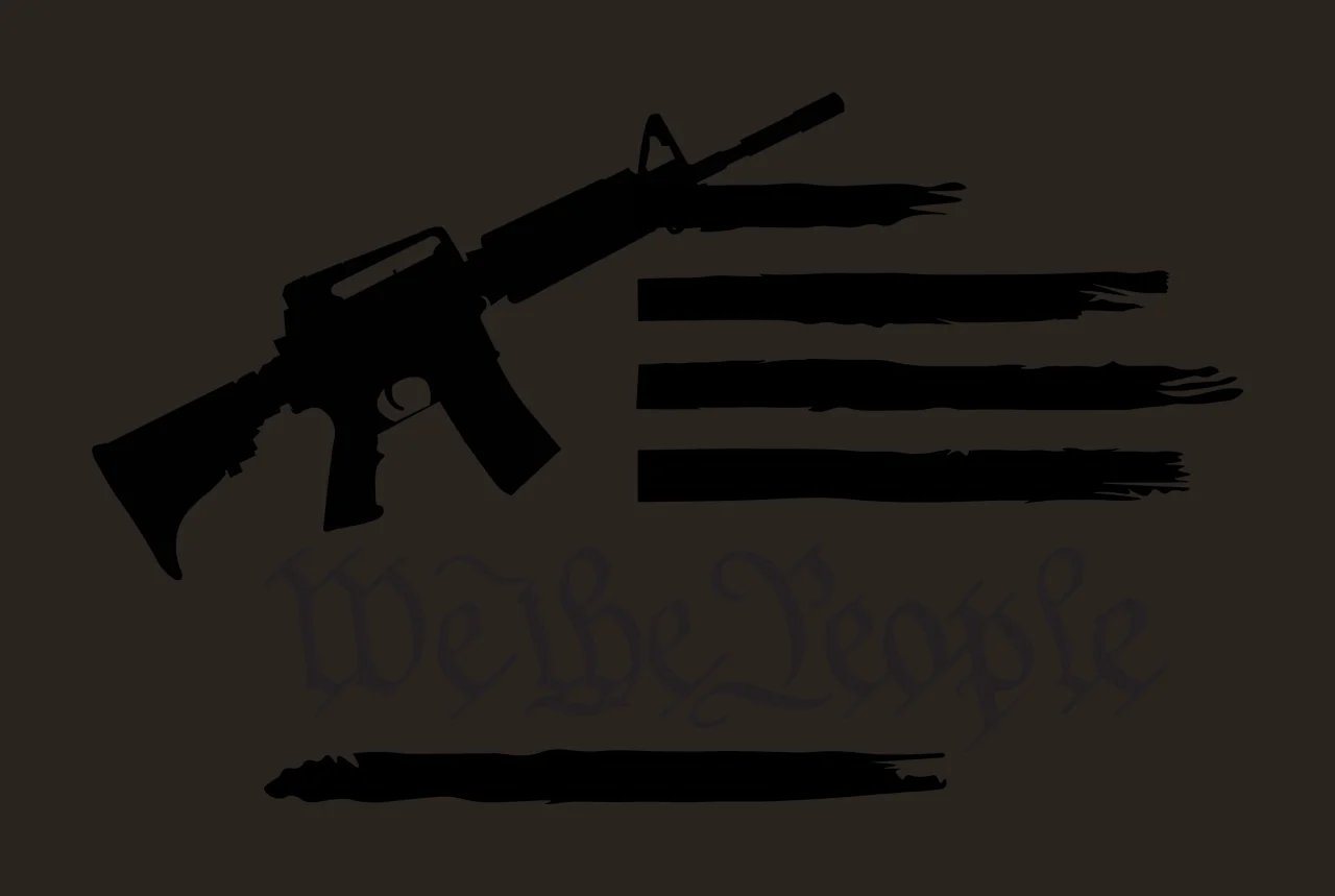 We The People Rifle Flag Graphic text with and distressed black white contrast preview thumbnail