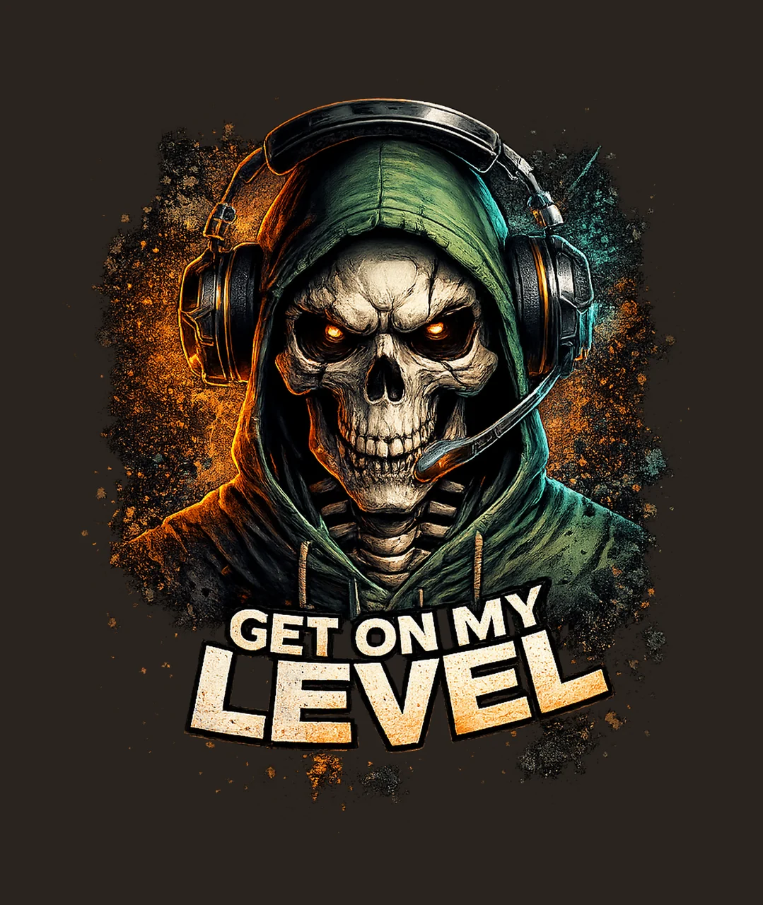 Get On My Level Gaming Skeleton Design Boys Shirt Gamer contrast preview thumbnail