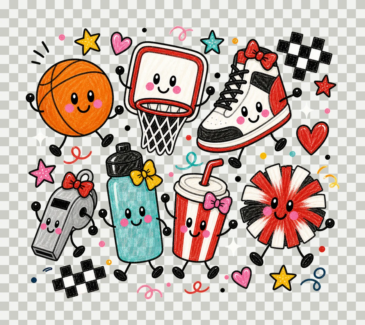 basketball game day 02 preppy checker sublimation instant transparency and detail preview thumbnail
