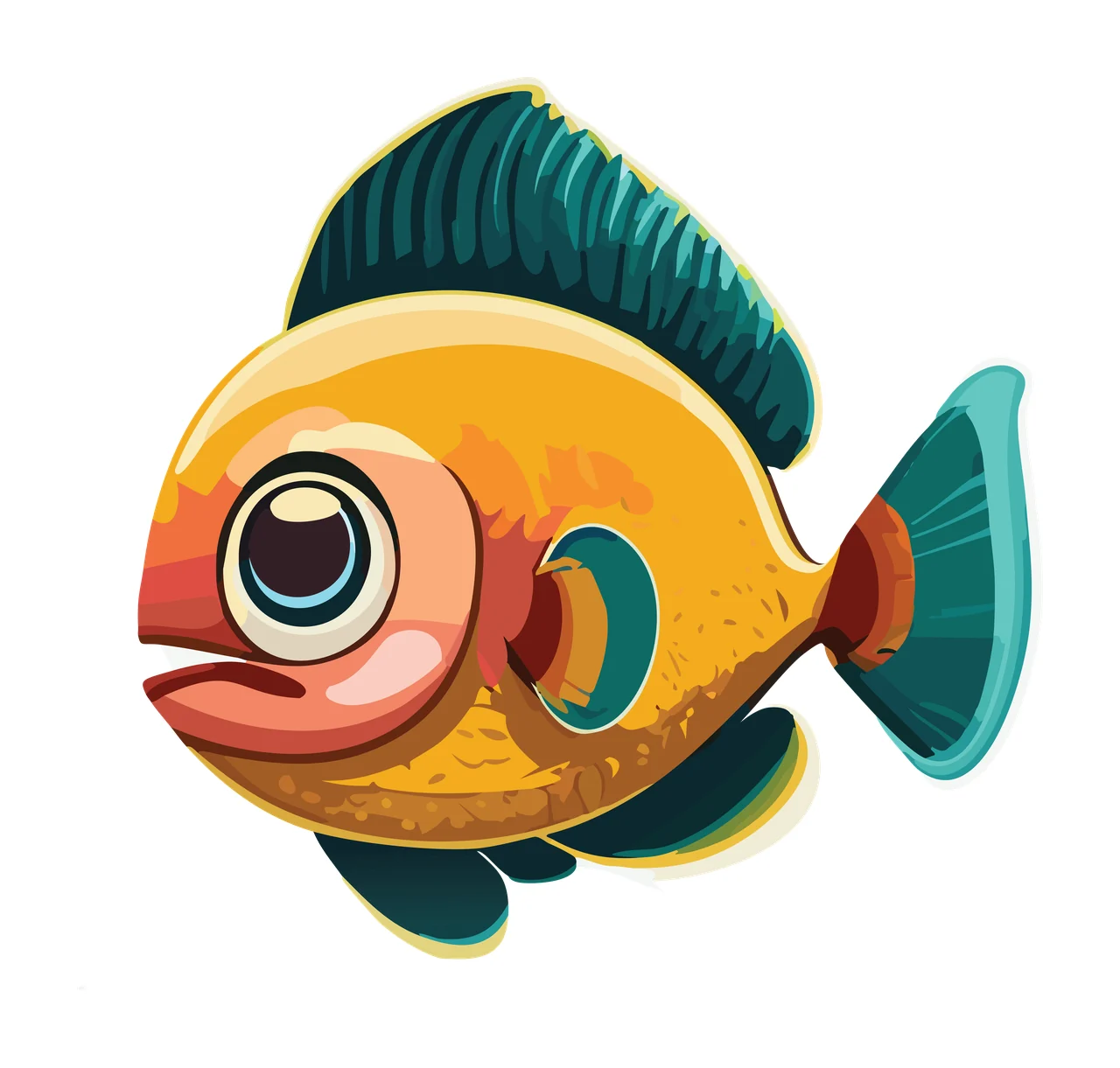 Animal Cartoon Fish Silhouette With Rectangular Base Swimming