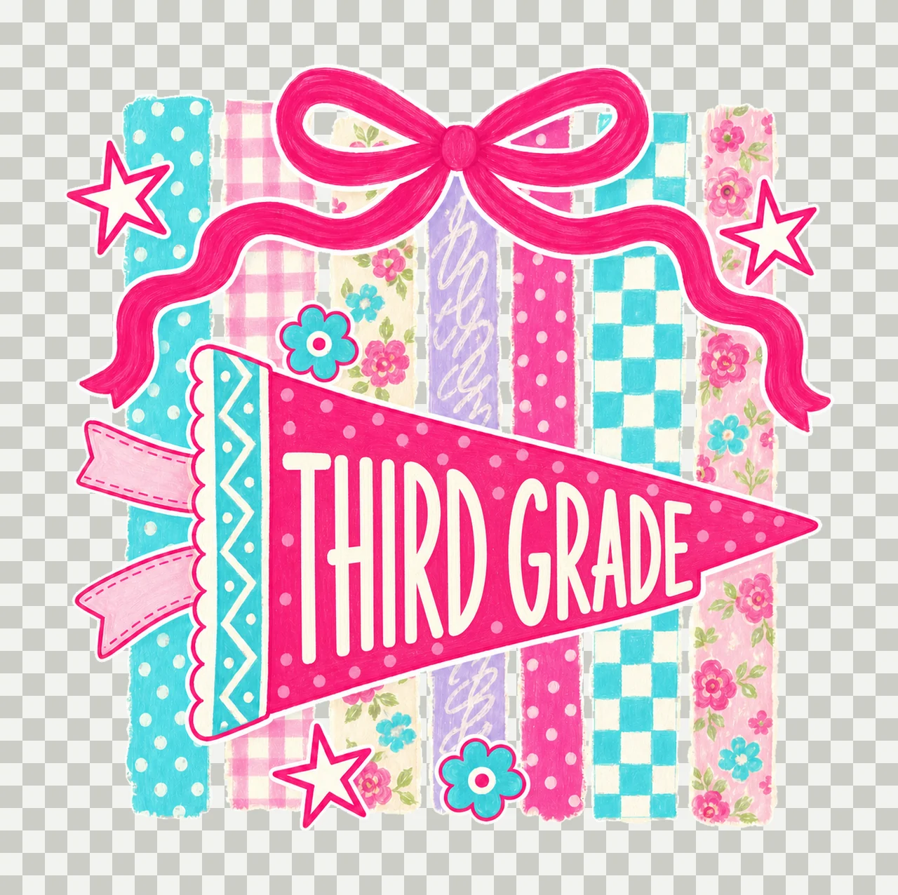 retro pennant 05 third grade sublimation instant shirt transparency and detail preview thumbnail