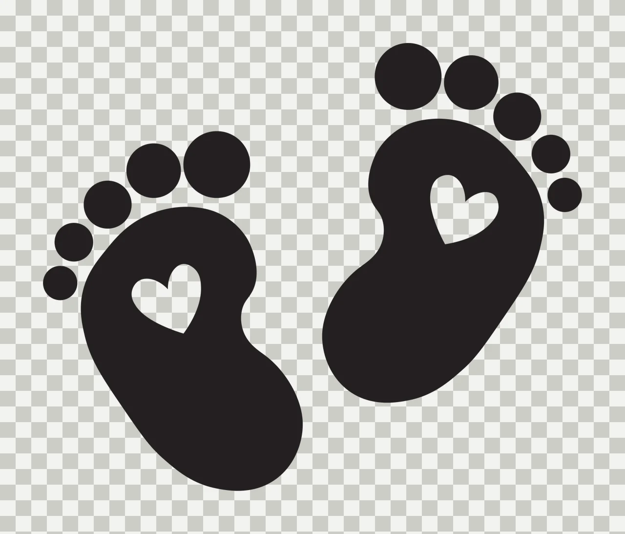 Feet Two Baby With Heart Cutouts Footprints Standing side by side transparency and detail preview thumbnail