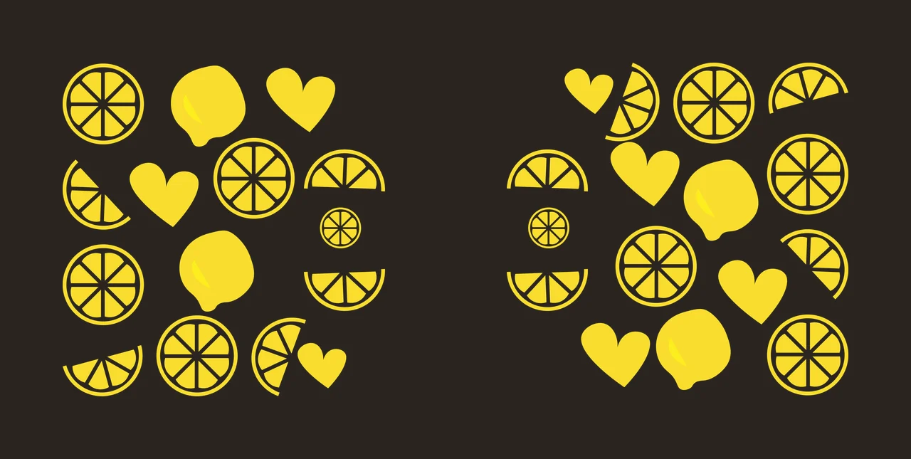Can Glass Wrap Lemon Slices And Heart Icon citrus fruit shapes contrast preview thumbnail