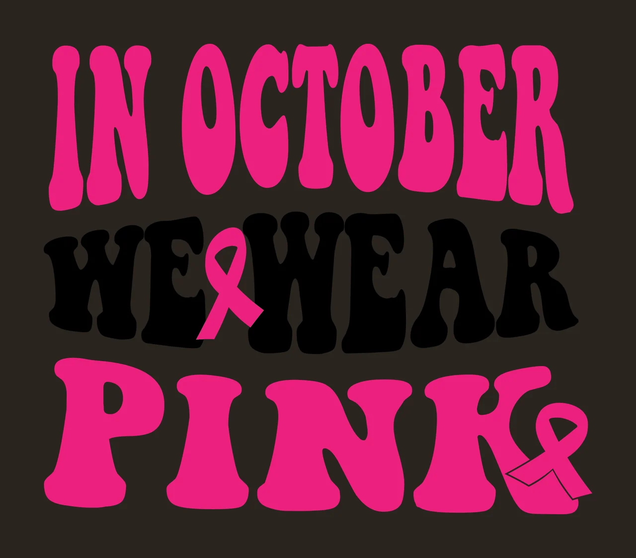 In October We Wear Pink Text informing ribbon typography black contrast preview thumbnail