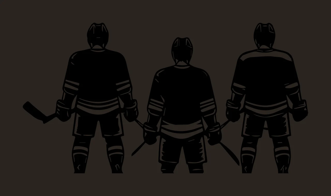 Hockey Three Players Standing Together Silhouette sticks helmets contrast preview thumbnail