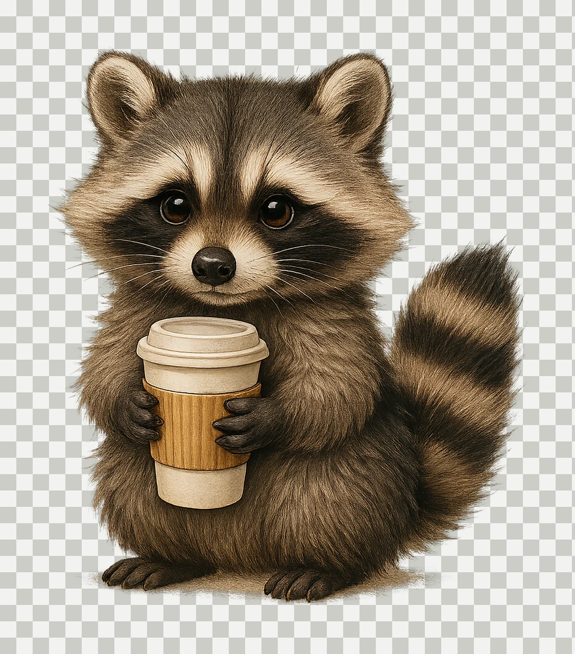 Raccoon coffee funny raccoon design animal Artwork trendy transparency and detail preview thumbnail