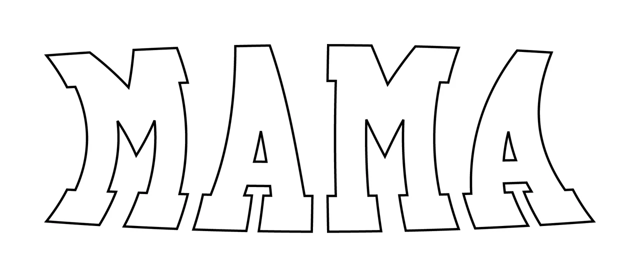 Mama Text Spelling With Letters And Outlines