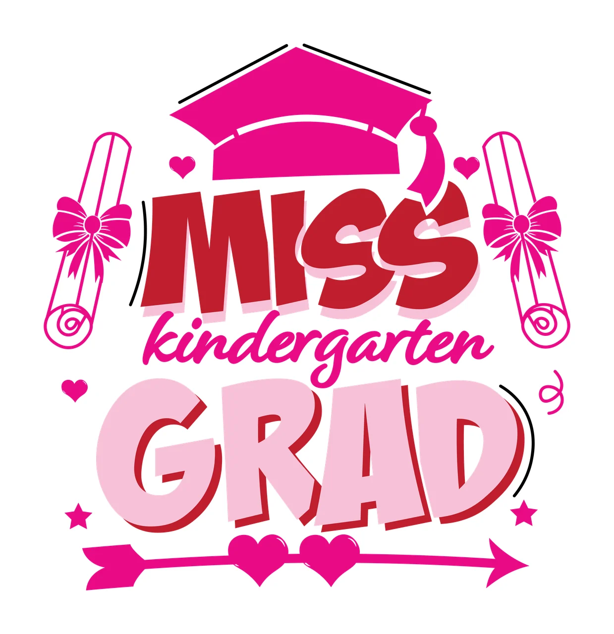 Miss Kindergarten Text With Arrows graduation motifs decorating