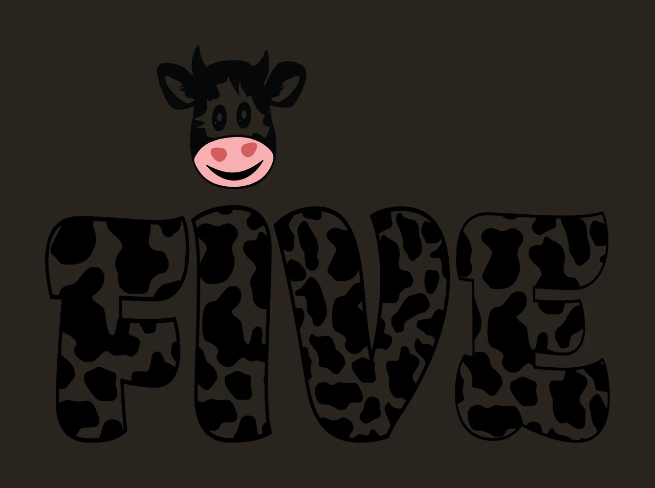Cow Five Text With Spots letters head black white plain animal contrast preview thumbnail