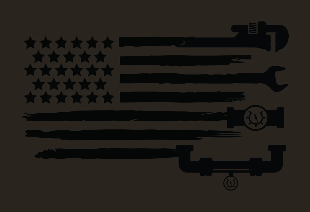 Flag Plumber American Tool Graphic stars tools pipes gauge contrast preview thumbnail
