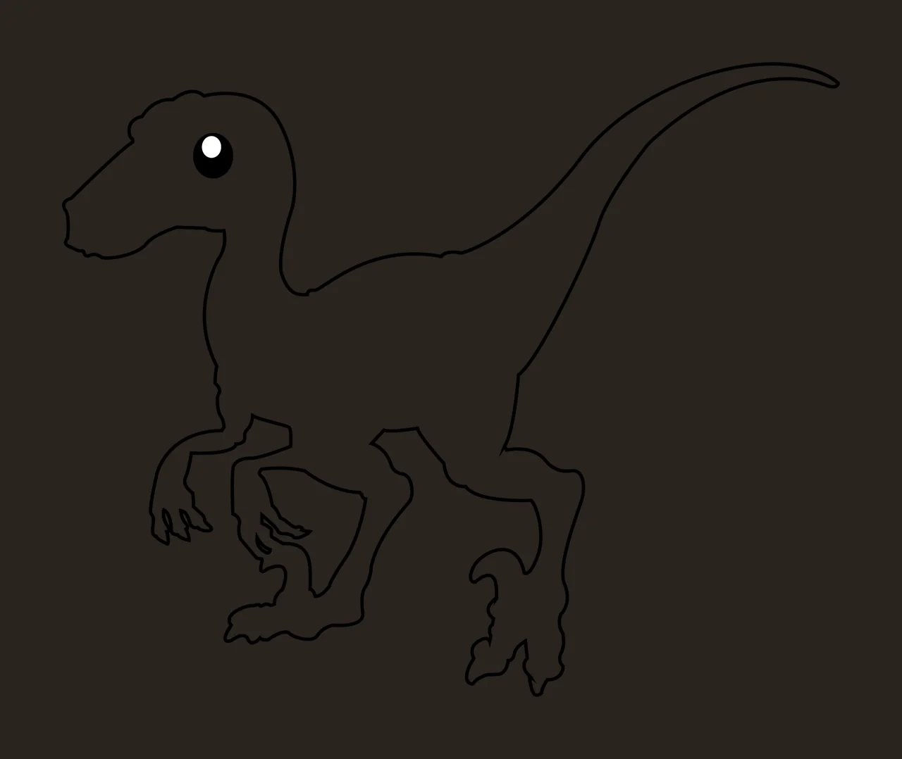 Dinosaur Simple Outline On White Background standing eye line art contrast preview thumbnail