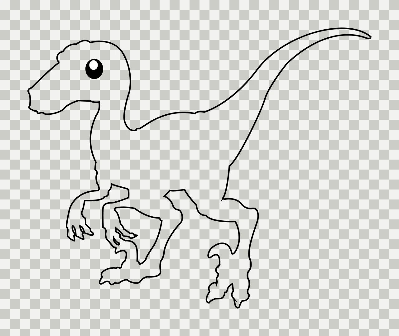 Dinosaur Simple Outline On White Background standing eye line art transparency and detail preview thumbnail