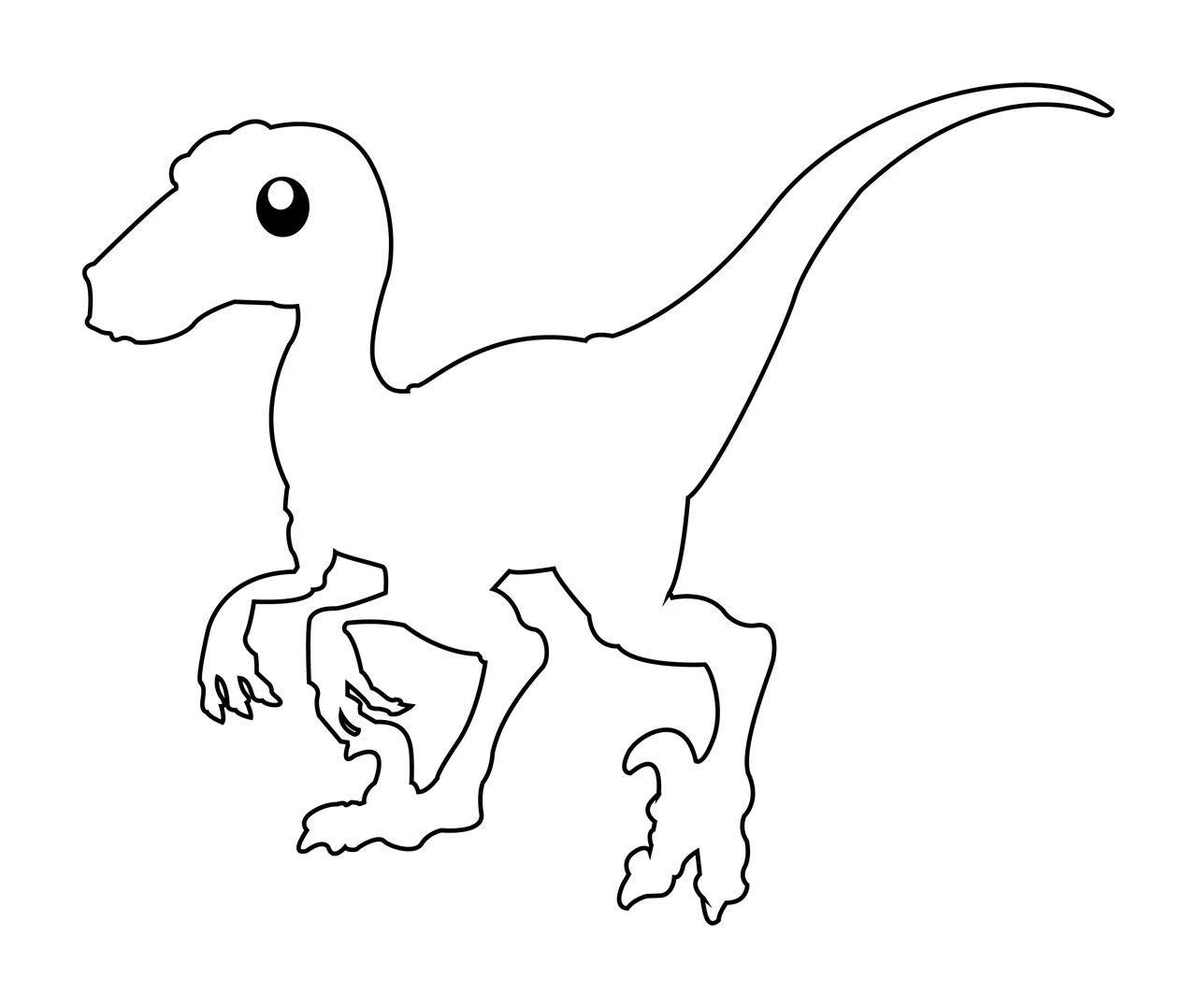 Dinosaur Simple Outline On White Background standing eye line art