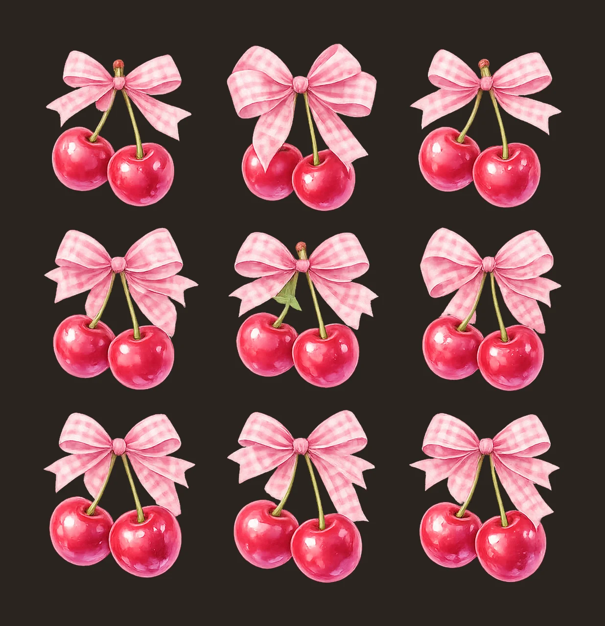 Trendy Cherry Valentines Day Aesthetic Pink Coquette Bow contrast preview thumbnail