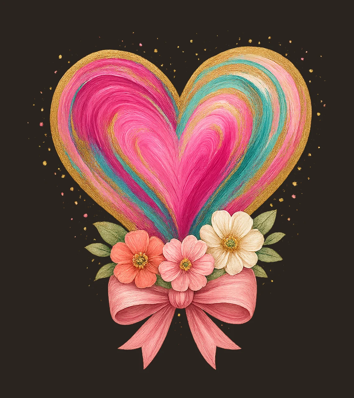 Brushstroke Valentines Heart Retro Valentine Design Pink contrast preview thumbnail