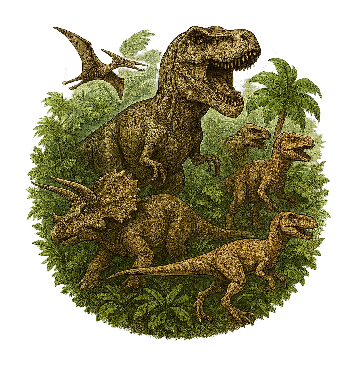 Watercolor Dinosaurs Artwork Jurassic Dino Art Prehistoric