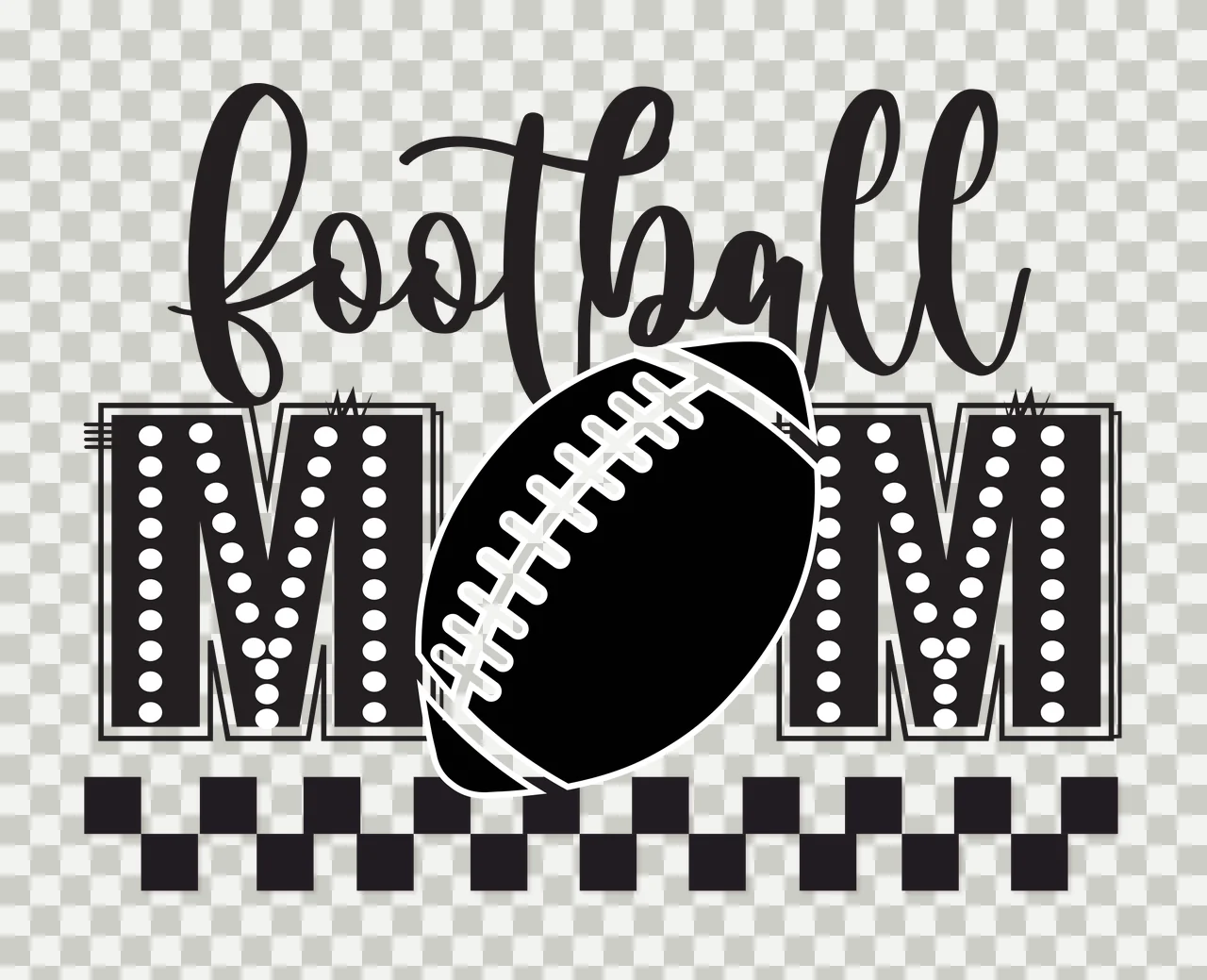 Football Mom Text And Ball checkerboard pattern black white transparency and detail preview thumbnail