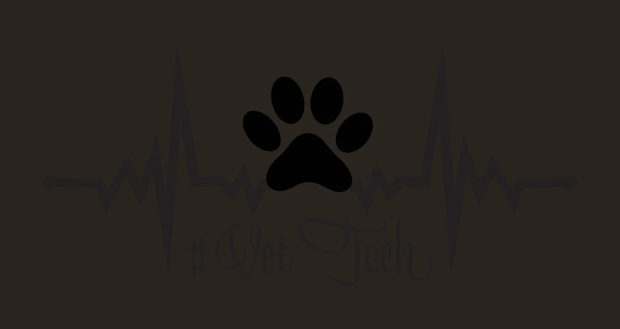 #Vet Tech Typography Design with black paw print, black heartbeat line and Vet Tech text contrast preview thumbnail