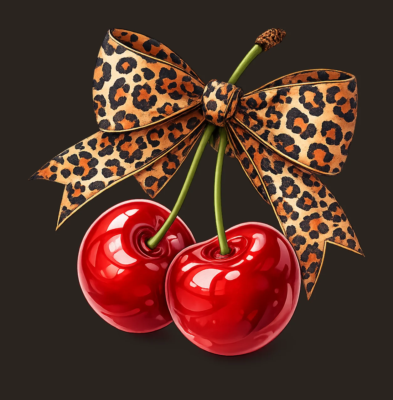 Cherry Bow Cheetah Sublimation Design Animal Print Bow contrast preview thumbnail