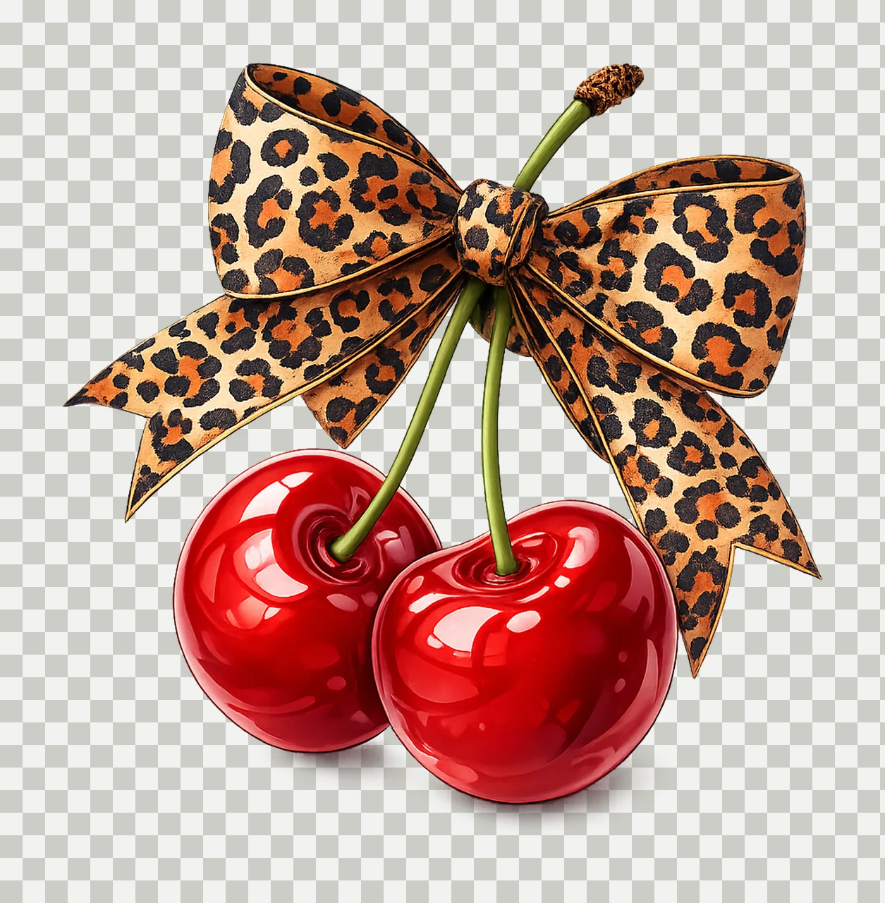 Cherry Bow Cheetah Sublimation Design Animal Print Bow transparency and detail preview thumbnail