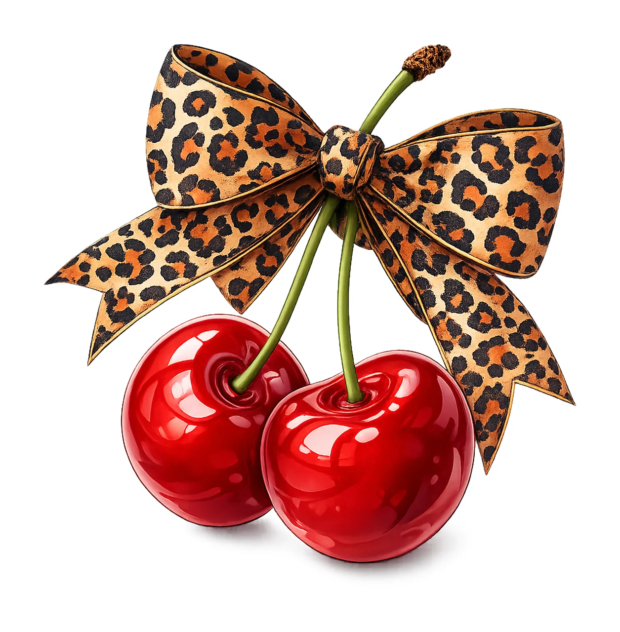 Cherry Bow Cheetah Sublimation Design Animal Print Bow