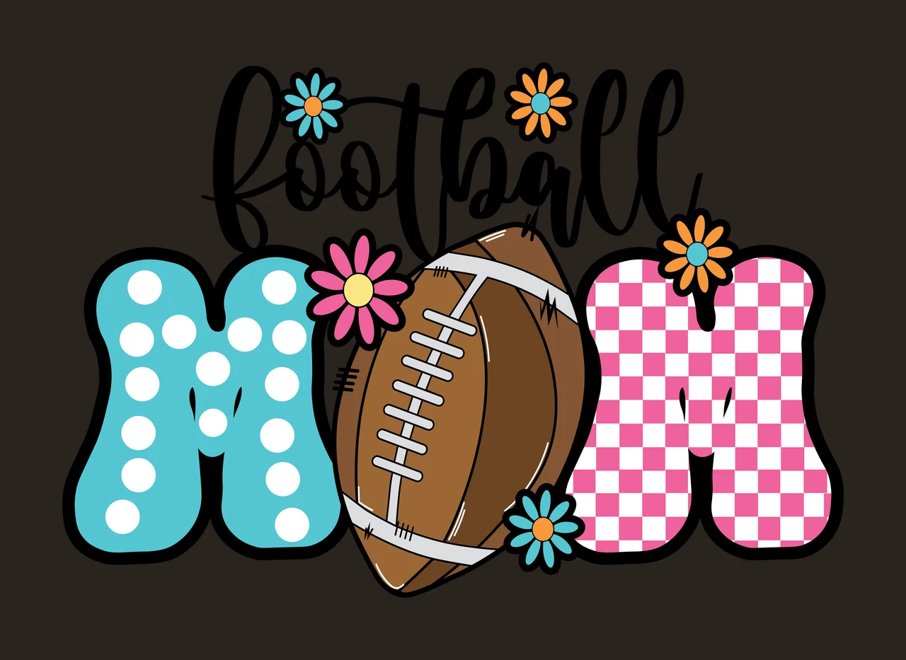 Football Mom Text With Floral Elements lettering flowers silhouette contrast preview thumbnail