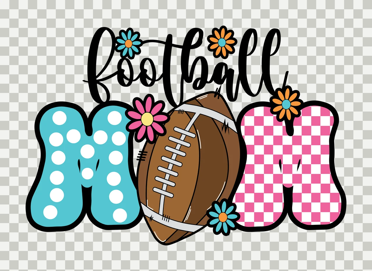 Football Mom Text With Floral Elements lettering flowers silhouette transparency and detail preview thumbnail