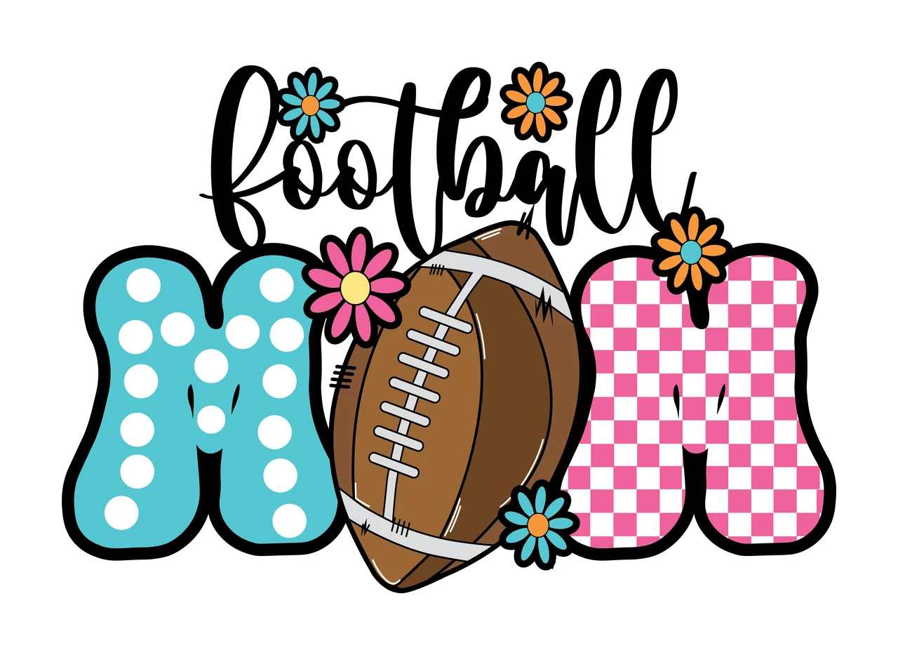 Football Mom Text With Floral Elements lettering flowers silhouette