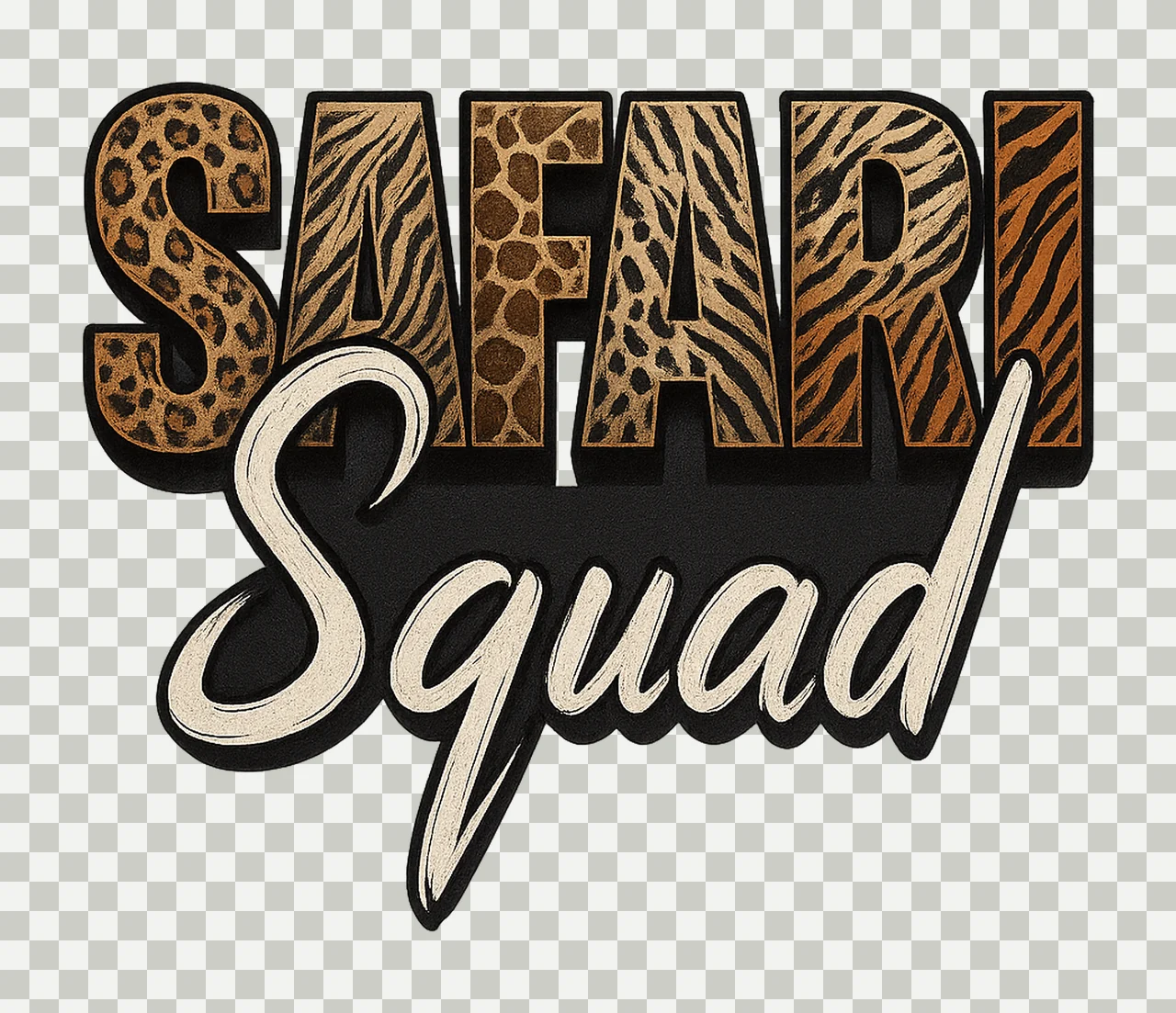 Safari Squad Animal Print Design Jungle Party Shirt transparency and detail preview thumbnail