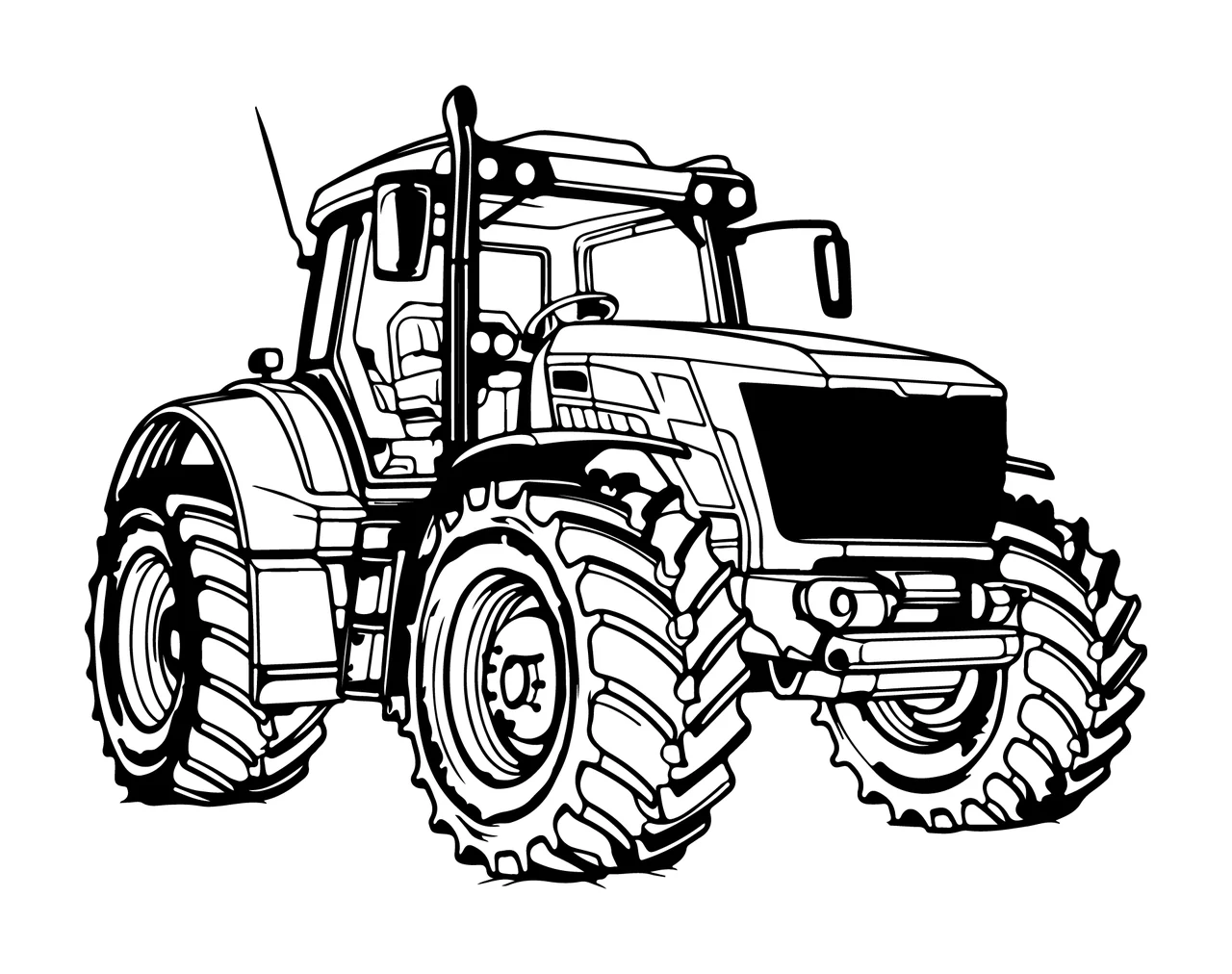 Tractor Outline In Black And White stationary wheels vehicle