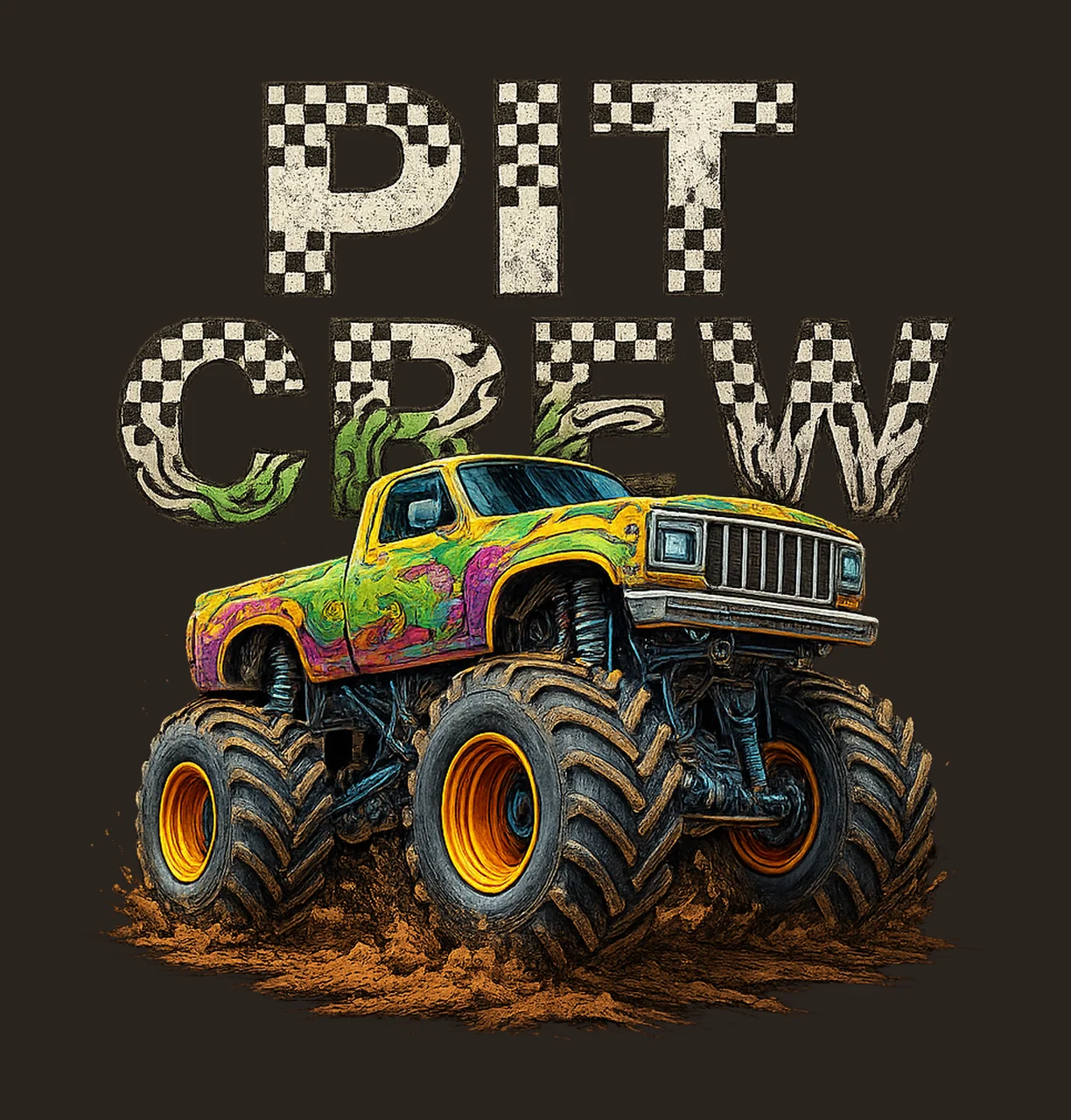 Monster Truck Birthday Design Pit Crew Family Matching contrast preview thumbnail