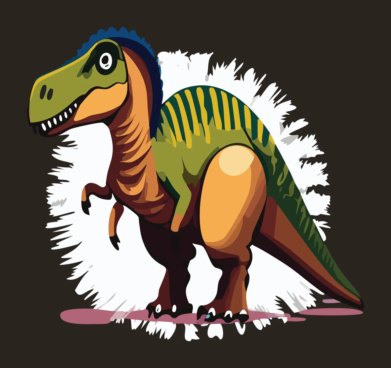 Dinosaur Skeleton Silhouette With Spiky Aura standing black contrast preview thumbnail