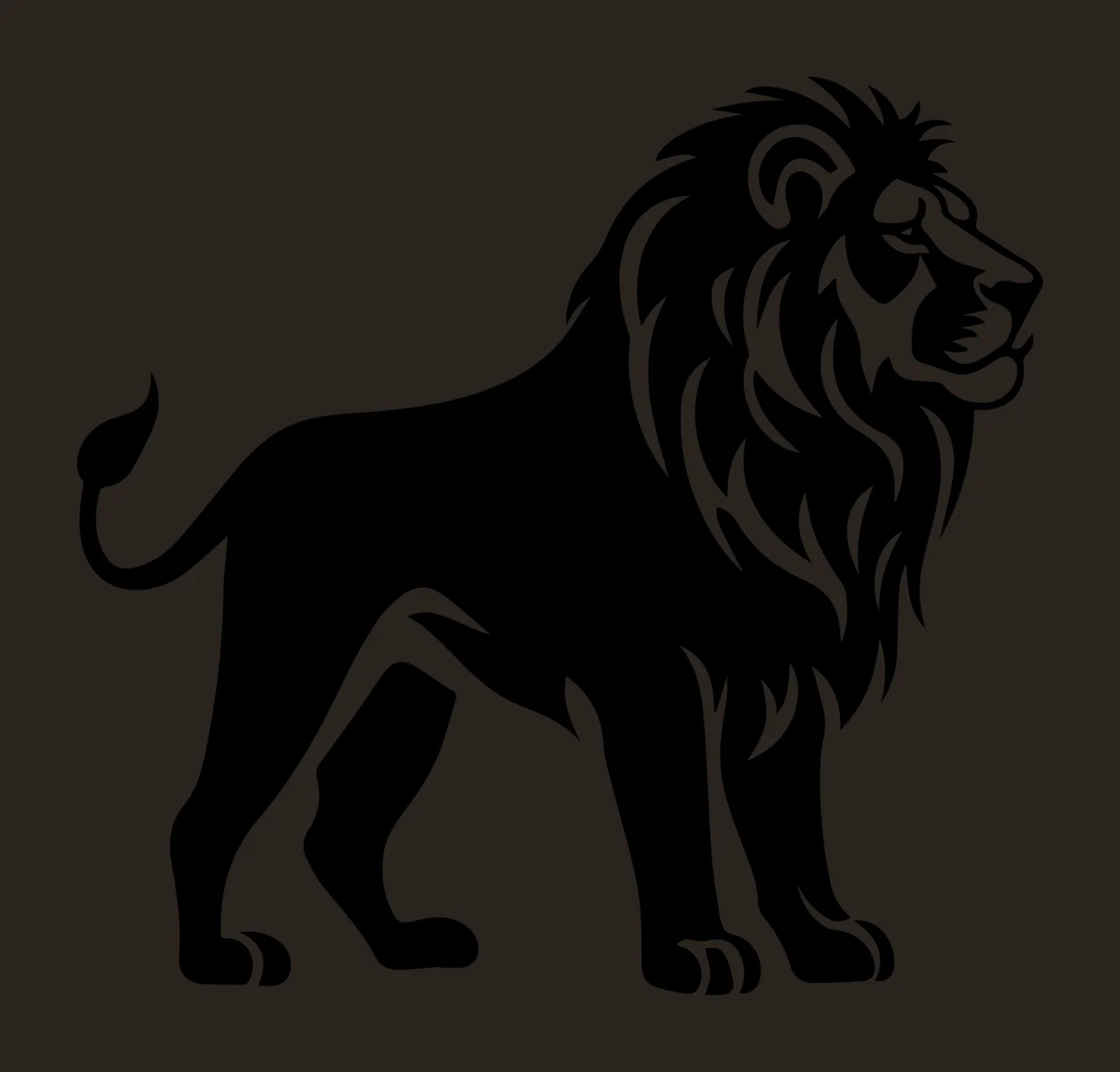 Lion Standing Profile Silhouette Illustration black animal contrast preview thumbnail