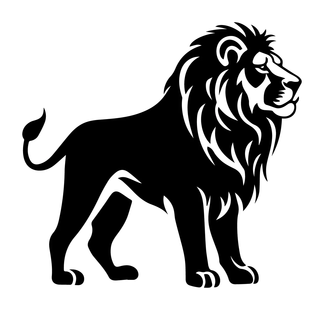 Lion Standing Profile Silhouette Illustration black animal