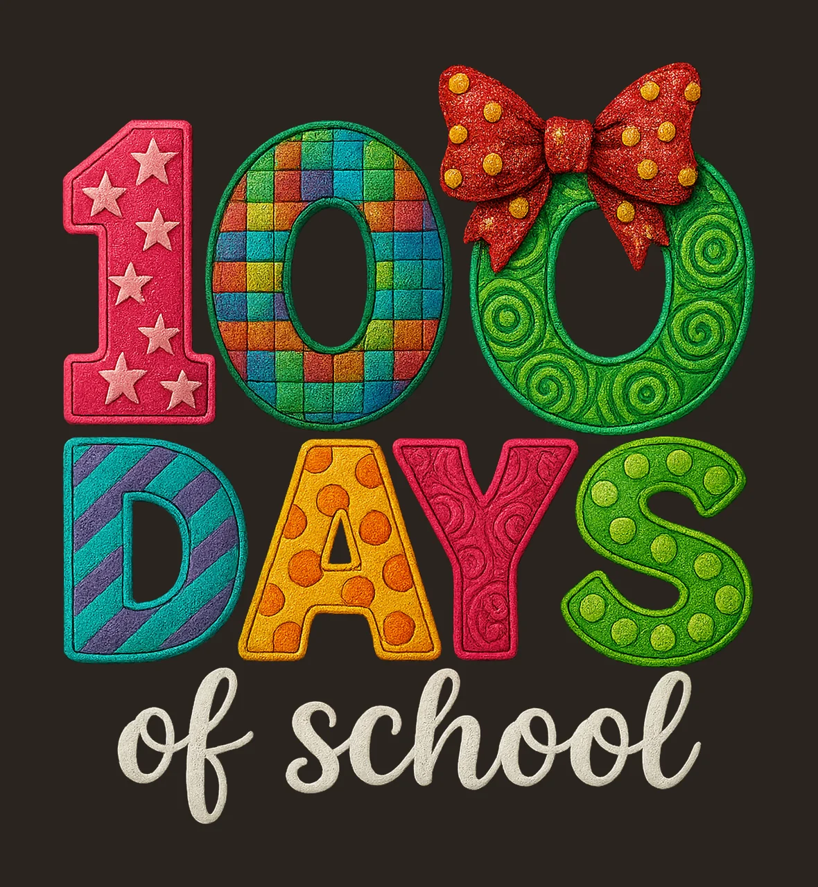100 Days of School Bright Patchwork Plaid Donut Sublimation contrast preview thumbnail