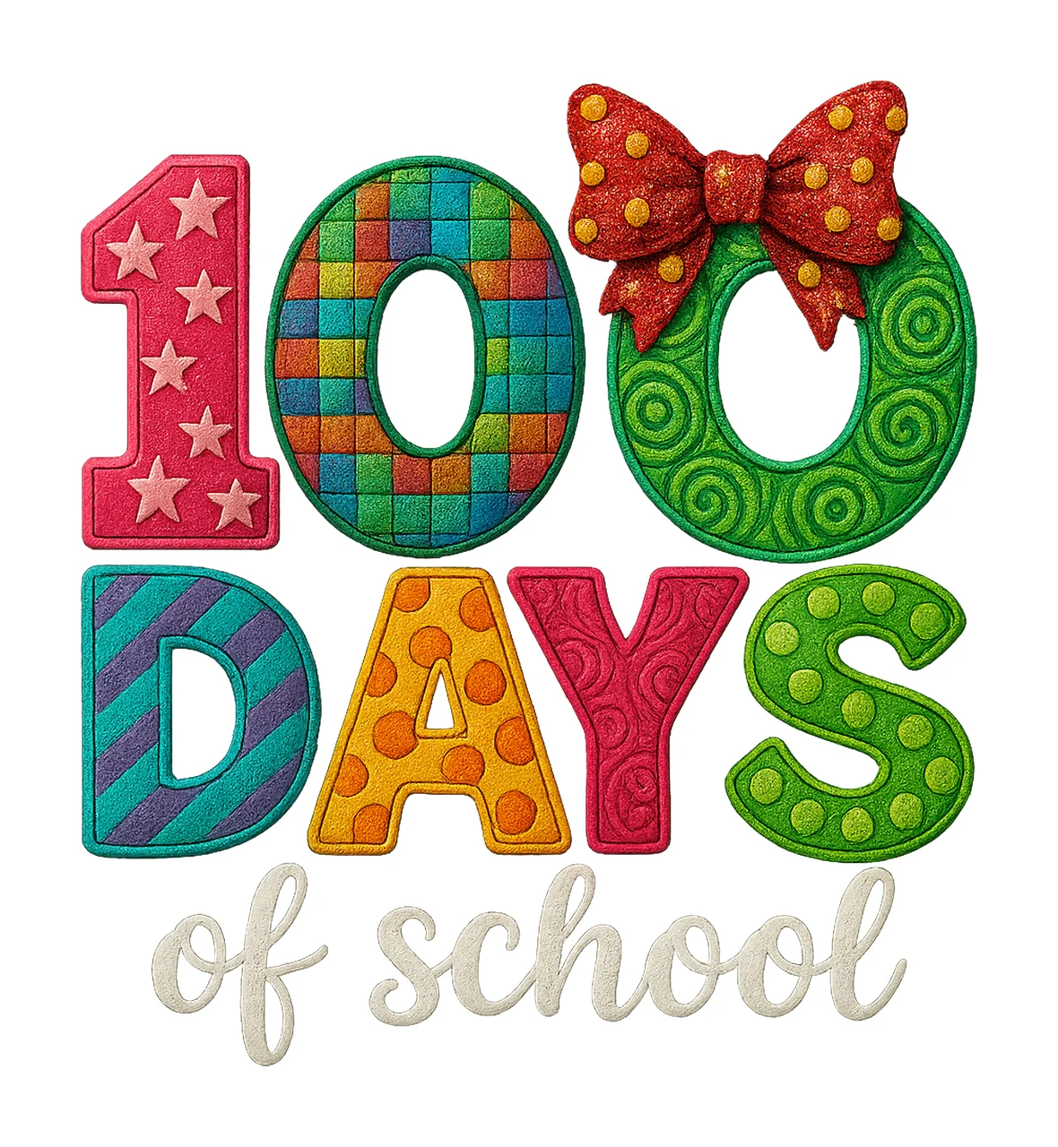 100 Days of School Bright Patchwork Plaid Donut Sublimation