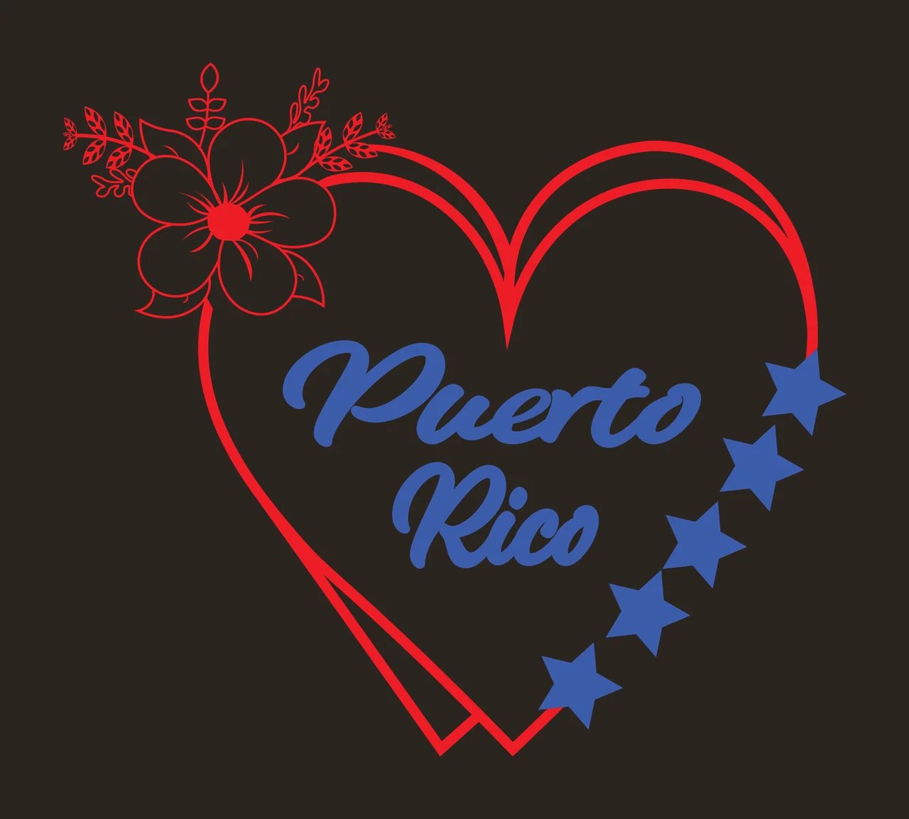 Puerto Rico Heart With Flowers And Stars decorating decorative contrast preview thumbnail