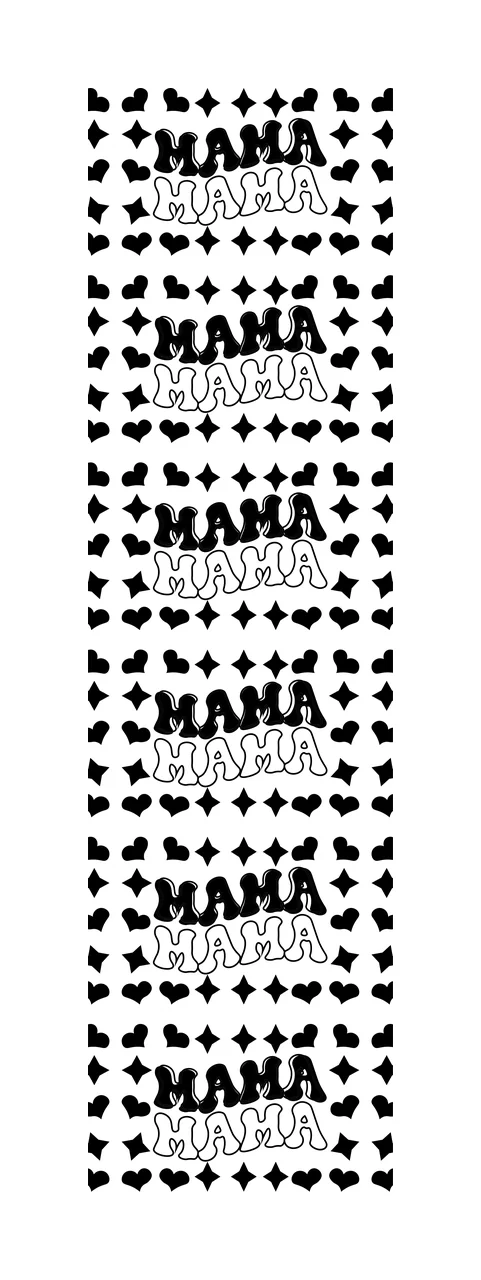 Mama Mama Text Pattern With Heart And Star Repeating Hearts