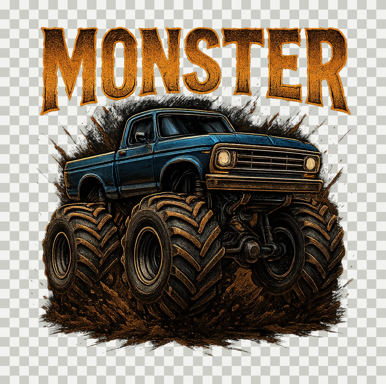 Monster Truck Colorful Offroad Car Sublimation Design transparency and detail preview thumbnail
