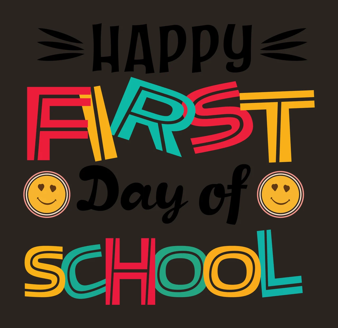Happy First Day Of School Typography circles black white plain contrast preview thumbnail