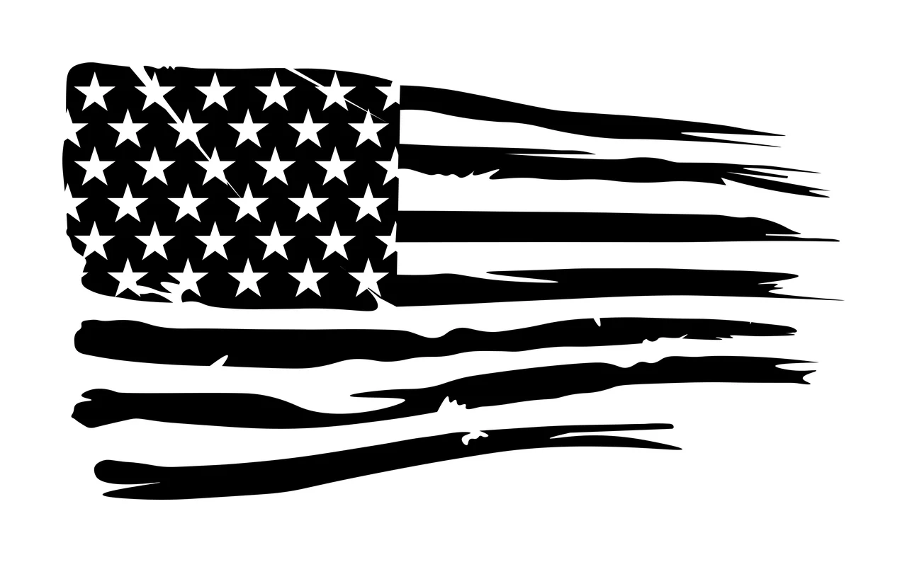 Black Flag American Distressed Graphic Element waving stars