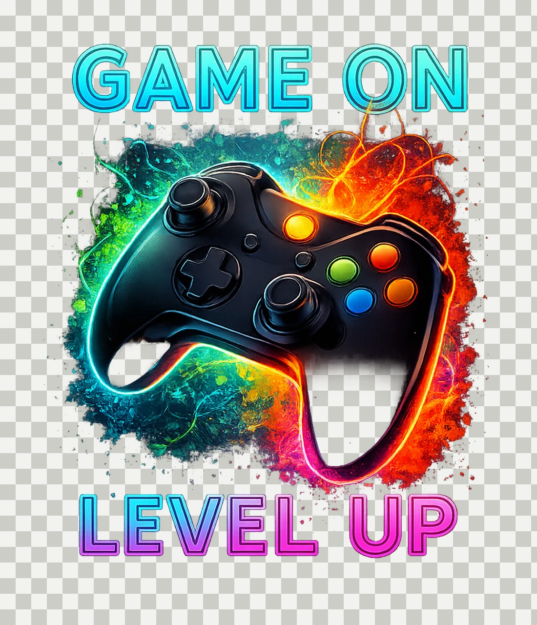 Game On Level Up Gamer Controller Sublimation Design Gaming transparency and detail preview thumbnail