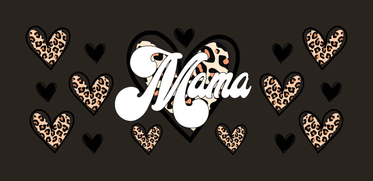 Can Glass Wrap Mama Heart Shaped Leopard Print shape black contrast preview thumbnail