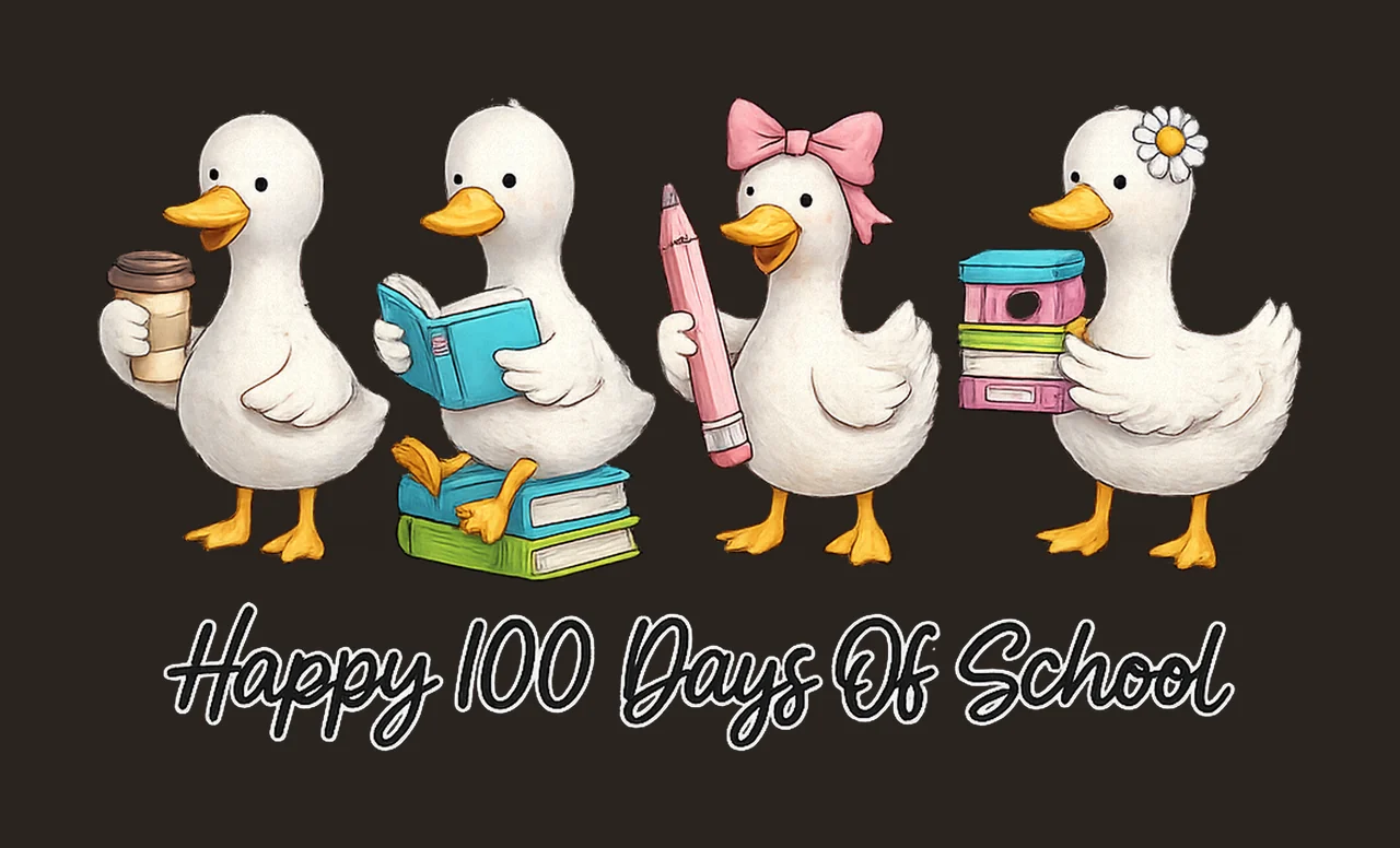 Funny Goose 100 Days Of School Preppy Teacher Design Book contrast preview thumbnail
