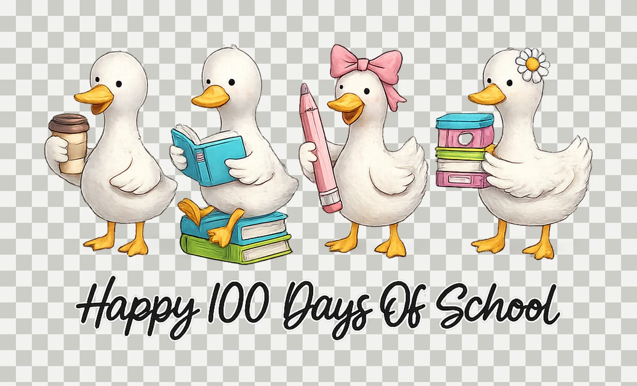 Funny Goose 100 Days Of School Preppy Teacher Design Book transparency and detail preview thumbnail