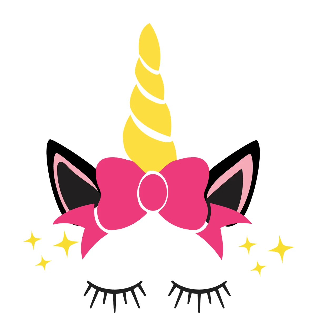 Unicorn Silhouette With Closed Eyes face sleeping horn ears