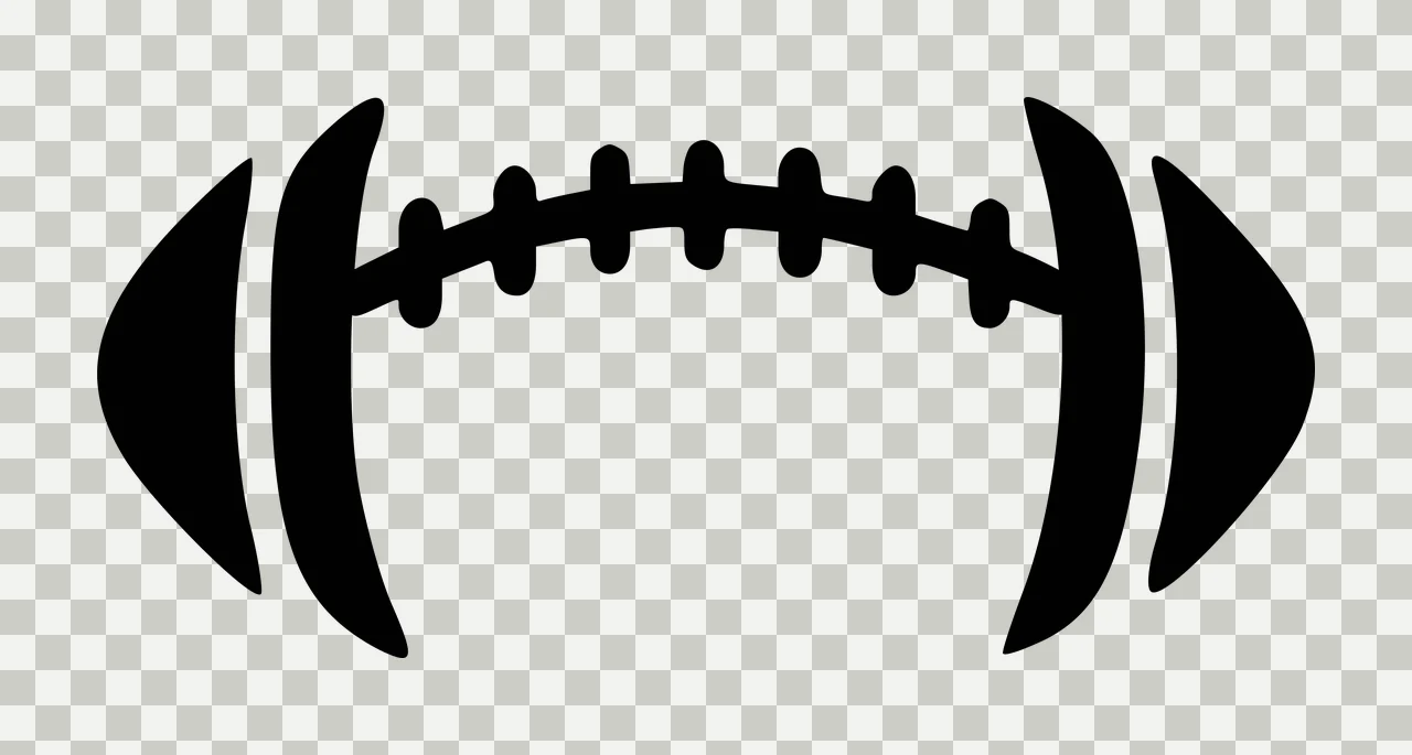 Football Black Silhouette Of An American With Curved laces transparency and detail preview thumbnail
